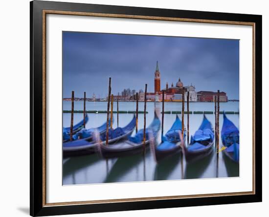 Italy, Veneto, Venice, St. Mark's Square, Gondolas, San Giorgio Maggiore, Lagoon, Evening Mood-Rainer Mirau-Framed Photographic Print