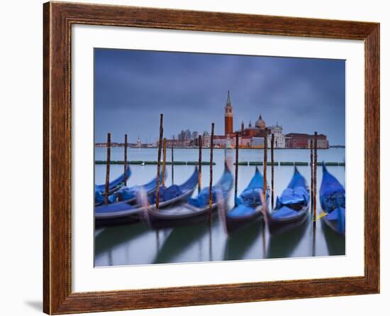 Italy, Veneto, Venice, St. Mark's Square, Gondolas, San Giorgio Maggiore, Lagoon, Evening Mood-Rainer Mirau-Framed Photographic Print