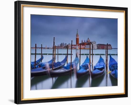 Italy, Veneto, Venice, St. Mark's Square, Gondolas, San Giorgio Maggiore, Lagoon, Evening Mood-Rainer Mirau-Framed Photographic Print