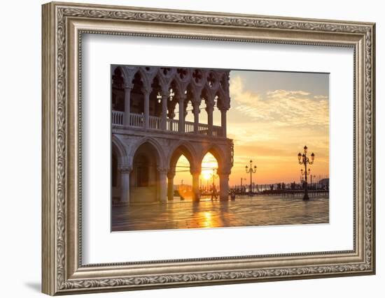 Italy, Veneto, Venice. Sunrise over Piazzetta San Marco and Doges Palace-Matteo Colombo-Framed Photographic Print