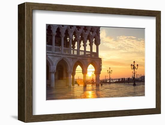 Italy, Veneto, Venice. Sunrise over Piazzetta San Marco and Doges Palace-Matteo Colombo-Framed Photographic Print