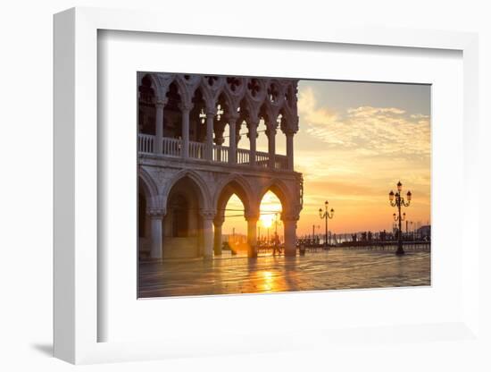 Italy, Veneto, Venice. Sunrise over Piazzetta San Marco and Doges Palace-Matteo Colombo-Framed Photographic Print