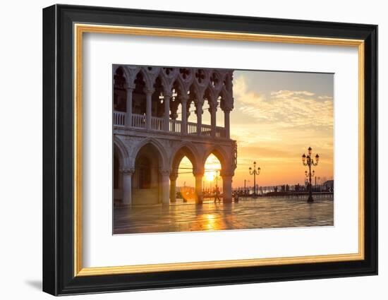 Italy, Veneto, Venice. Sunrise over Piazzetta San Marco and Doges Palace-Matteo Colombo-Framed Photographic Print