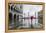 Italy, Veneto, Venice. Woman with Red Umbrella in Front of Doges Palace with Acqua Alta (Mr)-Matteo Colombo-Framed Premier Image Canvas