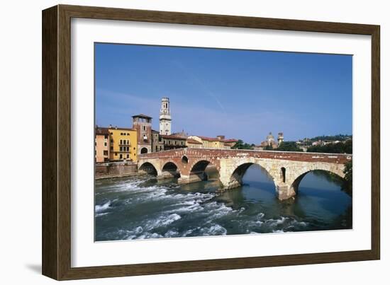 Italy, Veneto, Verona, Ponte Di Pietra on River Adige-null-Framed Giclee Print