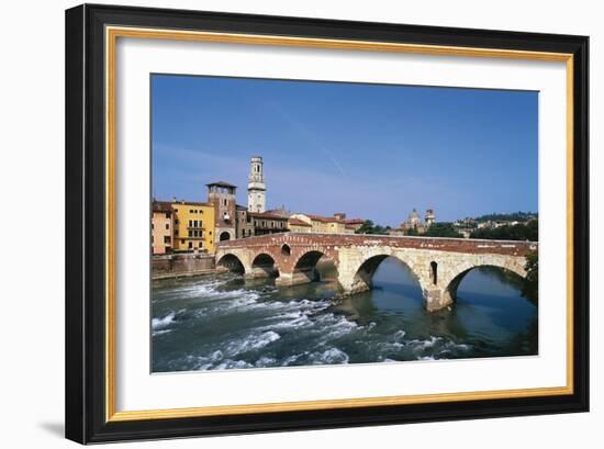 Italy, Veneto, Verona, Ponte Di Pietra on River Adige-null-Framed Giclee Print