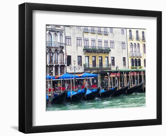 Italy, Venice, Buildings along the Grand Canal with Gondolas parked-Terry Eggers-Framed Photographic Print