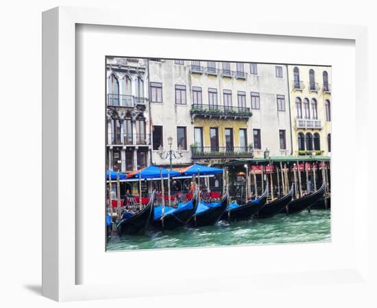 Italy, Venice, Buildings along the Grand Canal with Gondolas parked-Terry Eggers-Framed Photographic Print