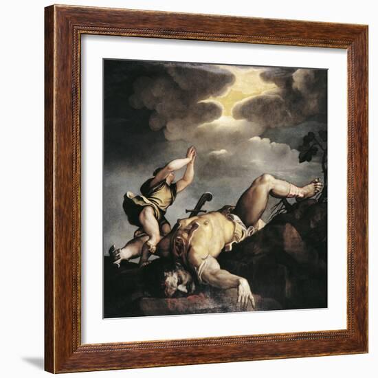 Italy, Venice, Church of Santa Maria Della Salute, David and Goliath, 1542-1544-Titian (Tiziano Vecelli)-Framed Giclee Print