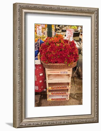 Italy, Venice. Colorful spicy peppers (pepperoncini) on display and for sale in the Rialto Market.-Julie Eggers-Framed Photographic Print