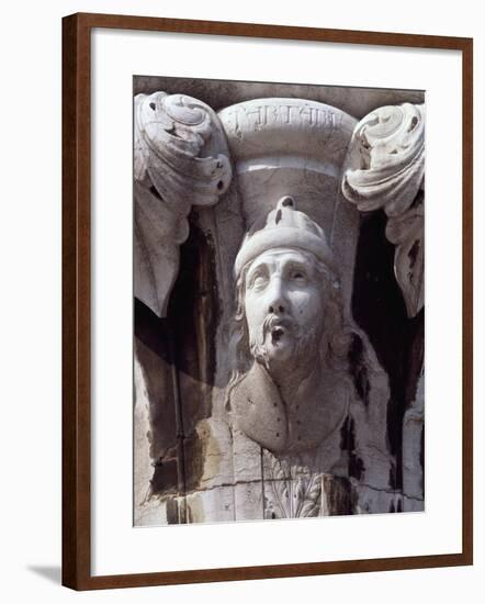 Italy, Venice, Doge's Palace, Head of Tartar Warrior, Detail from Capital-null-Framed Giclee Print