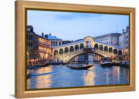 Italy, Venice. Grand Canal and Rialto Bridge-Matteo Colombo-Framed Premier Image Canvas