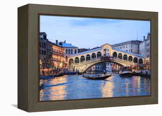 Italy, Venice. Grand Canal and Rialto Bridge-Matteo Colombo-Framed Premier Image Canvas