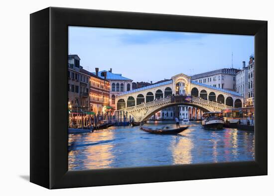 Italy, Venice. Grand Canal and Rialto Bridge-Matteo Colombo-Framed Premier Image Canvas