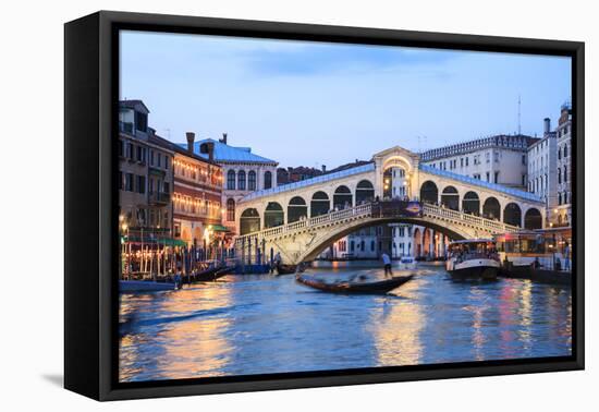 Italy, Venice. Grand Canal and Rialto Bridge-Matteo Colombo-Framed Premier Image Canvas