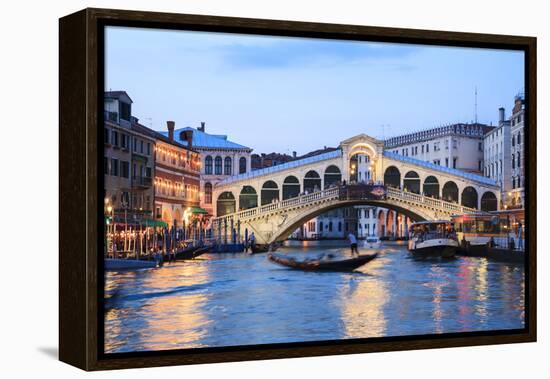 Italy, Venice. Grand Canal and Rialto Bridge-Matteo Colombo-Framed Premier Image Canvas