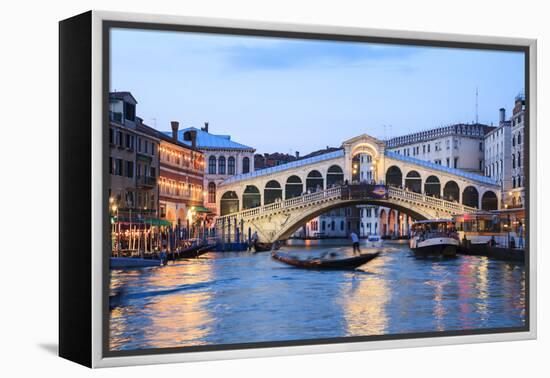 Italy, Venice. Grand Canal and Rialto Bridge-Matteo Colombo-Framed Premier Image Canvas