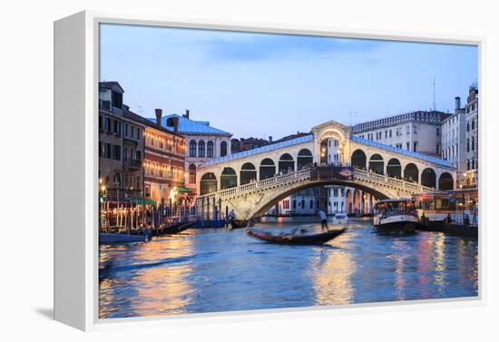 Italy, Venice. Grand Canal and Rialto Bridge-Matteo Colombo-Framed Premier Image Canvas