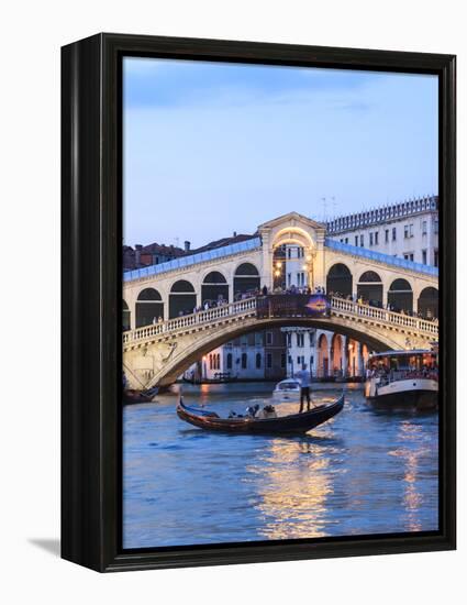 Italy, Venice. Grand Canal and Rialto Bridge-Matteo Colombo-Framed Premier Image Canvas