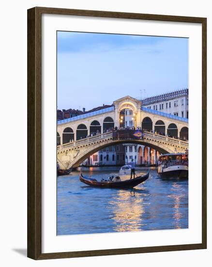 Italy, Venice. Grand Canal and Rialto Bridge-Matteo Colombo-Framed Photographic Print