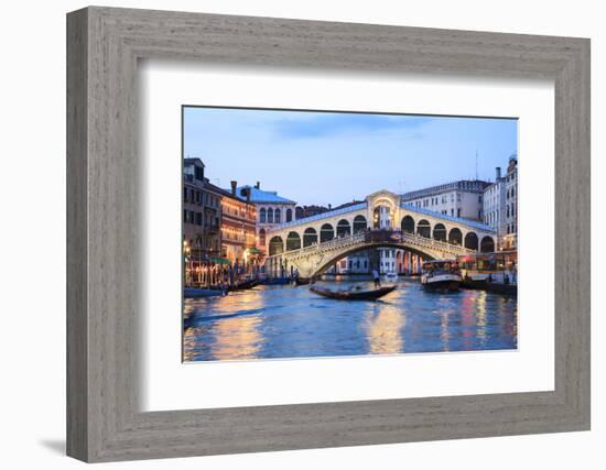 Italy, Venice. Grand Canal and Rialto Bridge-Matteo Colombo-Framed Photographic Print