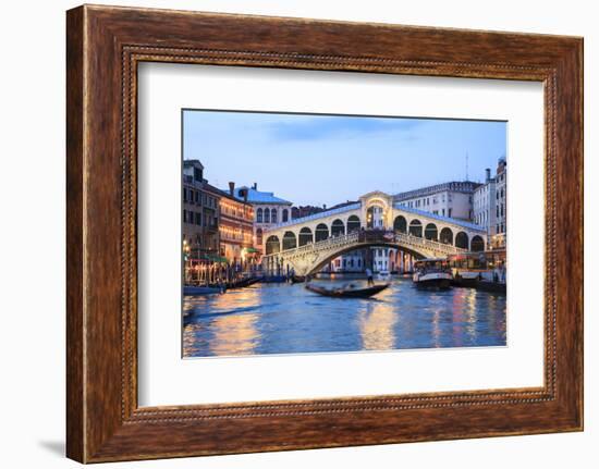 Italy, Venice. Grand Canal and Rialto Bridge-Matteo Colombo-Framed Photographic Print