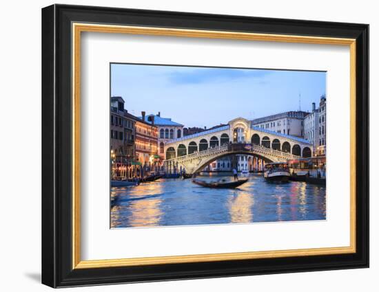 Italy, Venice. Grand Canal and Rialto Bridge-Matteo Colombo-Framed Photographic Print