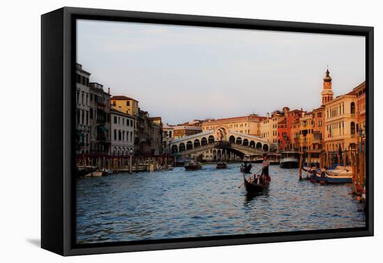 Italy, Venice, Grand Canal with View of Rialto Bridge.-Terry Eggers-Framed Premier Image Canvas