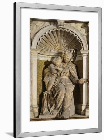 Italy, Venice, Loggia of Bell Tower of San Marco, Madonna with Child and Infant Saint John-Jacopo Tatti-Framed Giclee Print