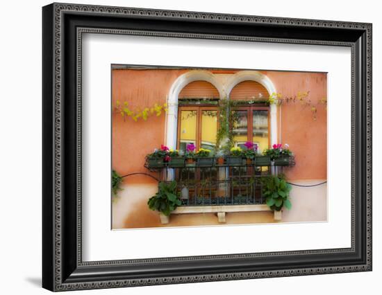 Italy, Venice, Window Boxes with Flowers.-Terry Eggers-Framed Photographic Print