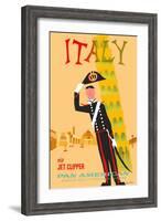 Italy via Jet Clipper - Pan American World Airways-Aaron Fine-Framed Art Print