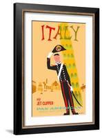 Italy via Jet Clipper - Pan American World Airways-Aaron Fine-Framed Art Print