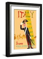 Italy via Jet Clipper - Pan American World Airways-Aaron Fine-Framed Art Print