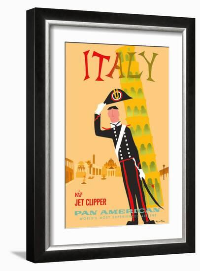 Italy via Jet Clipper - Pan American World Airways-Aaron Fine-Framed Art Print