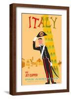 Italy via Jet Clipper - Pan American World Airways-Aaron Fine-Framed Art Print