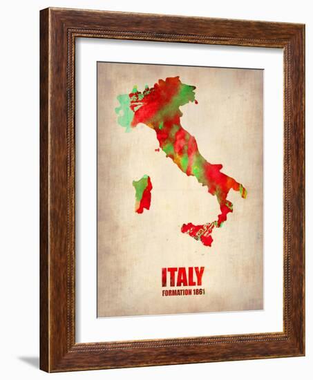 Italy Watercolor Map-NaxArt-Framed Art Print