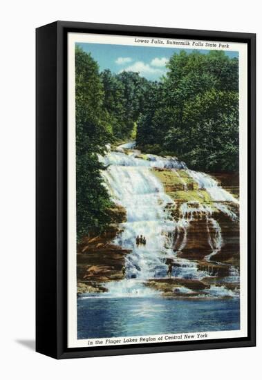 Ithaca, New York - Buttermilk Farms State Park Lower Falls View-Lantern Press-Framed Stretched Canvas