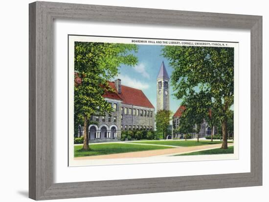 Ithaca, New York - Exterior View of Boardman Hall and the Library-Lantern Press-Framed Art Print