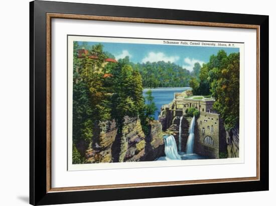 Ithaca, New York - View of Trihammer Falls, Cornell University-Lantern Press-Framed Premium Giclee Print