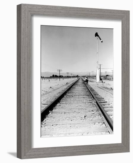 Itinerant Men, Aka. Hoboes, Waiting W. their "Bindles" to Illegally Hop Aboard a Freight Train-null-Framed Photographic Print