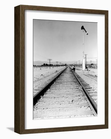 Itinerant Men, Aka. Hoboes, Waiting W. their "Bindles" to Illegally Hop Aboard a Freight Train-null-Framed Photographic Print