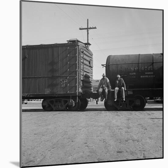 Itinerant men on oil tank cars passing through California, 1938-Dorothea Lange-Mounted Photographic Print