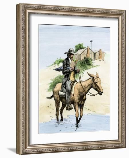 Itinerant Preacher Riding a Mule from Settlement to Settlement-null-Framed Giclee Print