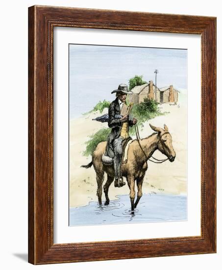 Itinerant Preacher Riding a Mule from Settlement to Settlement-null-Framed Giclee Print