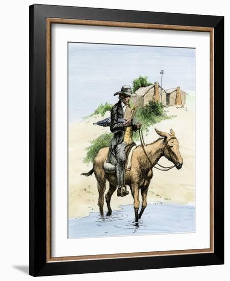 Itinerant Preacher Riding a Mule from Settlement to Settlement-null-Framed Giclee Print