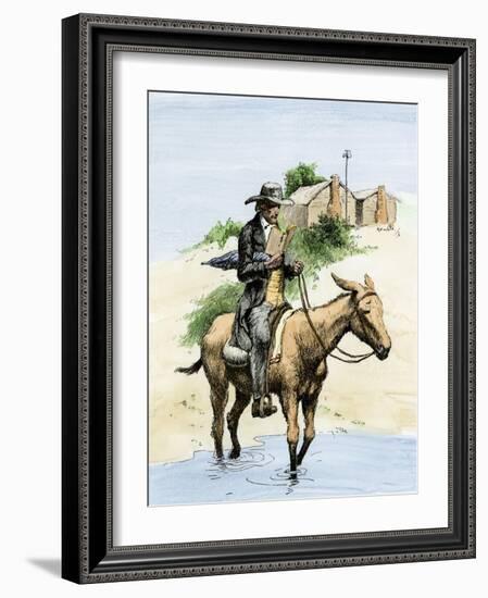 Itinerant Preacher Riding a Mule from Settlement to Settlement-null-Framed Giclee Print