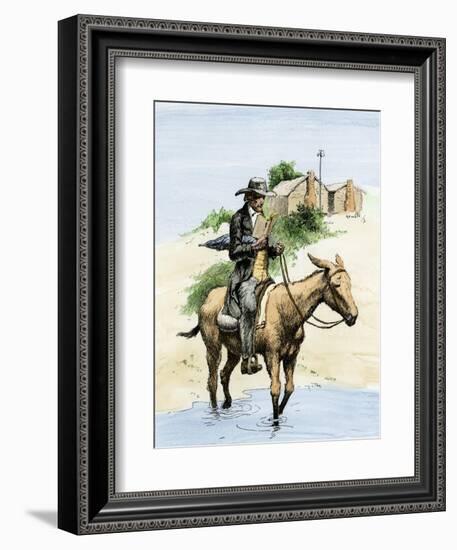 Itinerant Preacher Riding a Mule from Settlement to Settlement-null-Framed Giclee Print