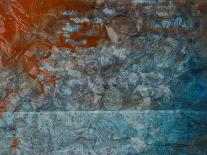 Paper with Gray, Orange, and Blue Paint Abstract-iulias-Art Print
