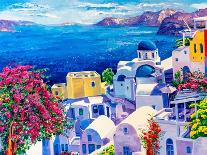 Original Oil Painting on Canvas. Greek Scenery, Blue Sea and White Houses.-Ivailo Nikolov-Framed Stretched Canvas