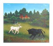 Untitled (White Deer and Bull)-Ivan Generalic-Limited Edition